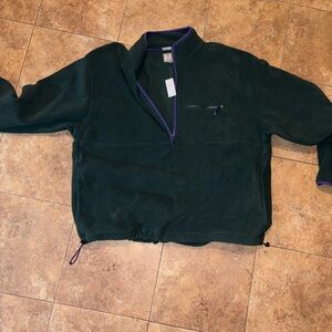 GAP Men's Zip Up Sweater - Dark Green with Purple Trim